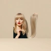 Real human wig, real hair for women, medium length, European and American style, Genshin Impact style, detachable hair pieces, natural and smooth. 4 details Picture
